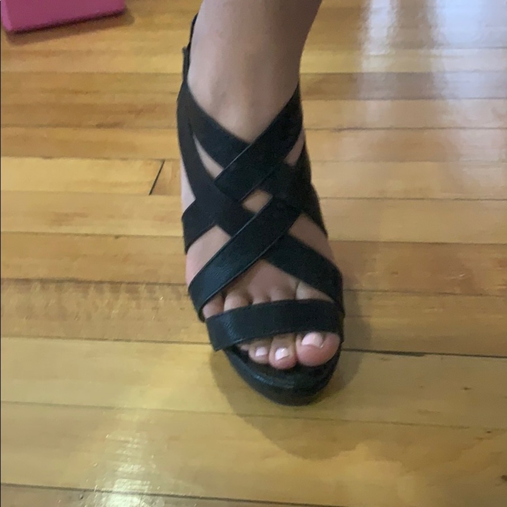 Chinese Laundry Black Strappy Wedge